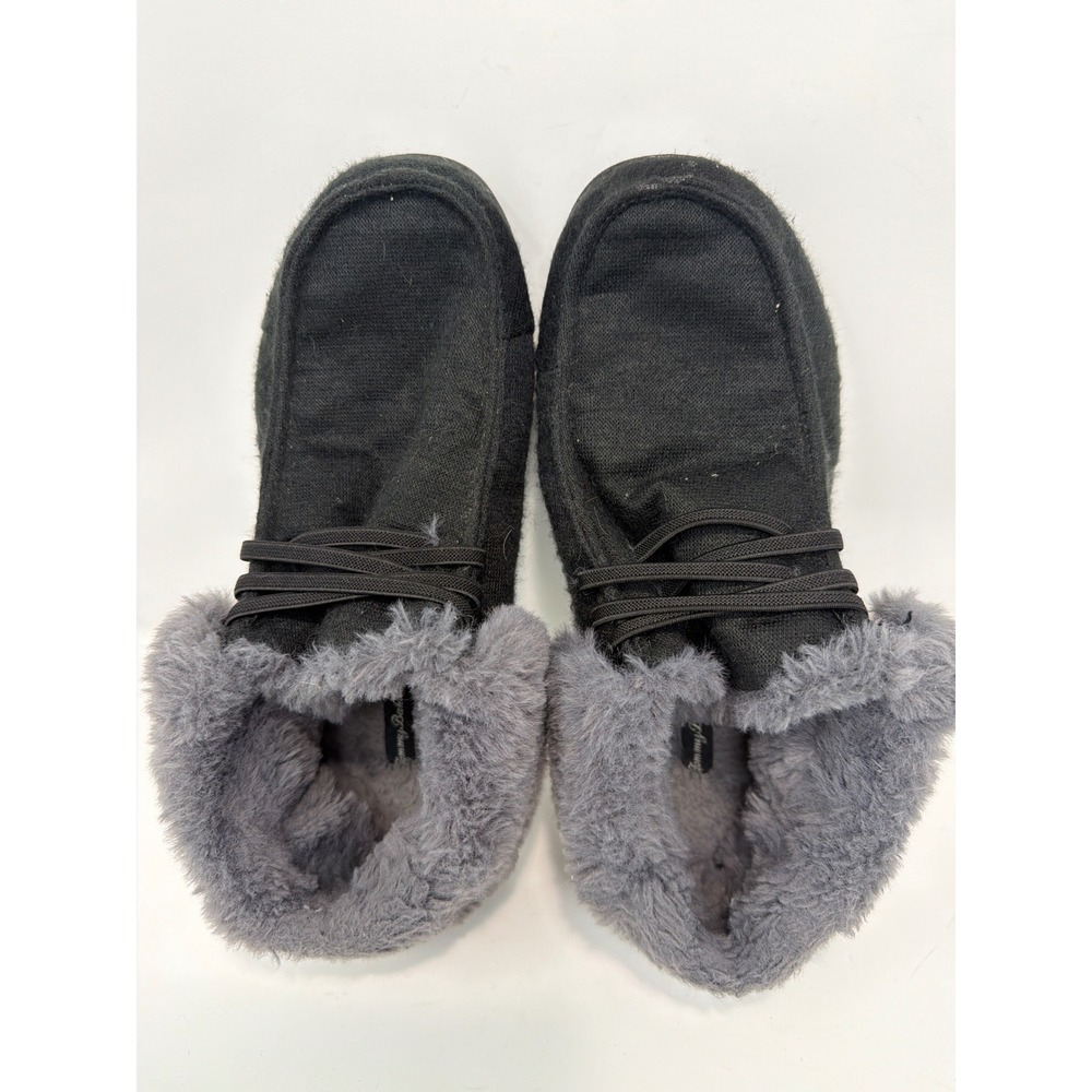 Womens Black Moccasin‎ Boots Faux Fur Lined Cozy Slippers Size 8.5 - Picture 8 of 10